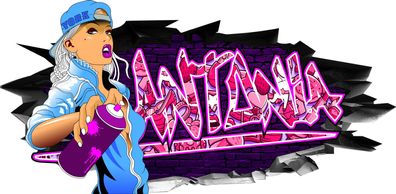 BLACK LABEL GRAFX Wandtattoo Aufkleber Graffiti Mädchen Antonia 3D