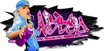 BLACK LABEL GRAFX Wandtattoo Aufkleber Graffiti Mädchen Abbey 3D