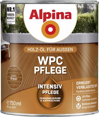 Alpina Holz-Öl für außen WPC Pflege Braun 750 ml