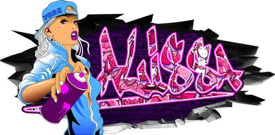 BLACK LABEL GRAFX Wandtattoo Aufkleber Graffiti Mädchen Alissa 3D