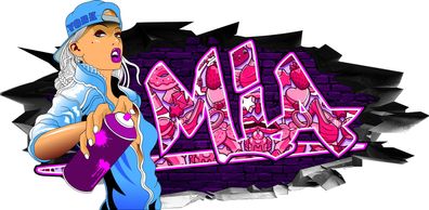 BLACK LABEL GRAFX Wandtattoo Aufkleber Graffiti Mädchen Mia 3D