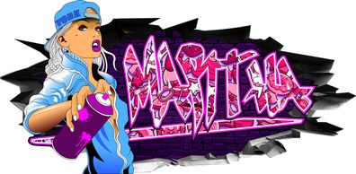 BLACK LABEL GRAFX Wandtattoo Aufkleber Graffiti Mädchen Martha 3D