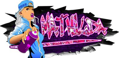 BLACK LABEL GRAFX Wandtattoo Aufkleber Graffiti Mädchen Mathilda 3D