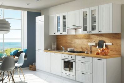 Küchenzeile LE-LO, Küchenblock 320 cm , Landhausstil. Front Farbe wählbar