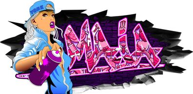 BLACK LABEL GRAFX Wandtattoo Aufkleber Graffiti Mädchen Maja 3D