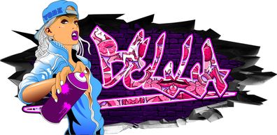 BLACK LABEL GRAFX Wandtattoo Aufkleber Graffiti Mädchen Bella 3D