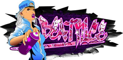 BLACK LABEL GRAFX Wandtattoo Aufkleber Graffiti Mädchen Beatrice 3D