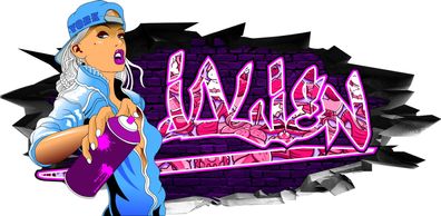 BLACK LABEL GRAFX Wandtattoo Aufkleber Graffiti Mädchen Jolien 3D