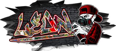 BLACK LABEL GRAFX Wandtattoo Aufkleber Graffiti Jungen Leon 3D