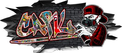 BLACK LABEL GRAFX Wandtattoo Aufkleber Graffiti Jungen Carl 3D