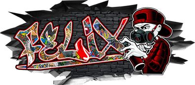 BLACK LABEL GRAFX Wandtattoo Aufkleber Graffiti Jungen Felix 3D
