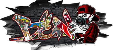 BLACK LABEL GRAFX Wandtattoo Aufkleber Graffiti Jungen Ben 3D