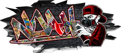 BLACK LABEL GRAFX Wandtattoo Aufkleber Graffiti Jungen Noah 3D