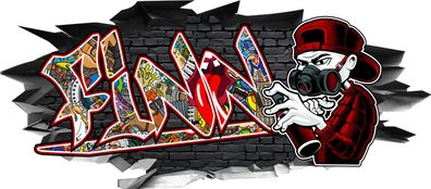 BLACK LABEL GRAFX Wandtattoo Aufkleber Graffiti Jungen Finn 3D