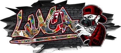 BLACK LABEL GRAFX Wandtattoo Aufkleber Graffiti Jungen Luca 3D