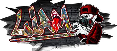 BLACK LABEL GRAFX Wandtattoo Aufkleber Graffiti Jungen Liam 3D