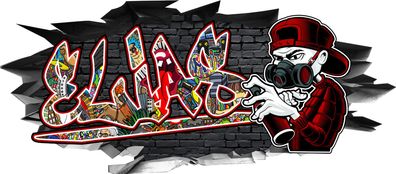 BLACK LABEL GRAFX Wandtattoo Aufkleber Graffiti Jungen Elias 3D