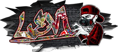 BLACK LABEL GRAFX Wandtattoo Aufkleber Graffiti Jungen Levi 3D