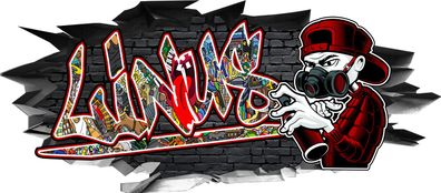 BLACK LABEL GRAFX Wandtattoo Aufkleber Graffiti Jungen Linus 3D