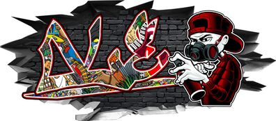 BLACK LABEL GRAFX Wandtattoo Aufkleber Graffiti Jungen Ole 3D