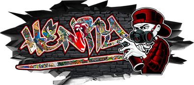 BLACK LABEL GRAFX Wandtattoo Aufkleber Graffiti Jungen Henry 3D