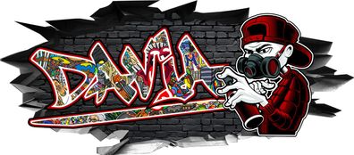 BLACK LABEL GRAFX Wandtattoo Aufkleber Graffiti Jungen Davia 3D