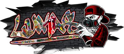 BLACK LABEL GRAFX Wandtattoo Aufkleber Graffiti Jungen Lukas 3D