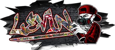 BLACK LABEL GRAFX Wandtattoo Aufkleber Graffiti Jungen Levin 3D