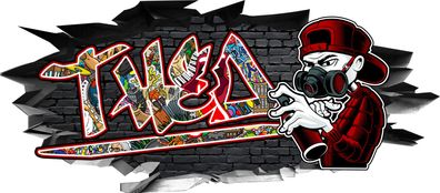 BLACK LABEL GRAFX Wandtattoo Aufkleber Graffiti Jungen Theo 3D