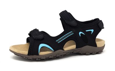 Geox Sand Strel B Damenschuhe Sandalen Flach Sandale Schwarz