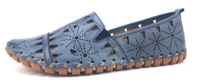 Gemini Damenschuhe Halbschuhe Slipper Mokassin Blau Freizeit