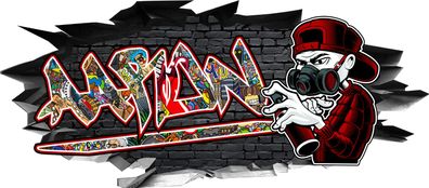 BLACK LABEL GRAFX Wandtattoo Aufkleber Graffiti Jungen Aaron 3D