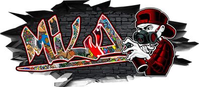 BLACK LABEL GRAFX Wandtattoo Aufkleber Graffiti Jungen Milo 3D