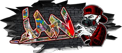 BLACK LABEL GRAFX Wandtattoo Aufkleber Graffiti Jungen Jan 3D