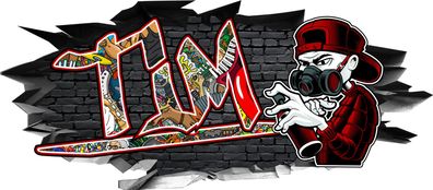 BLACK LABEL GRAFX Wandtattoo Aufkleber Graffiti Jungen Tim 3D