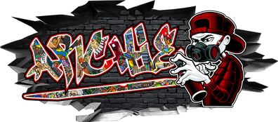 BLACK LABEL GRAFX Wandtattoo Aufkleber Graffiti Jungen Archie 3D