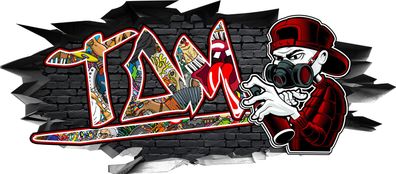 BLACK LABEL GRAFX Wandtattoo Aufkleber Graffiti Jungen Tom 3D