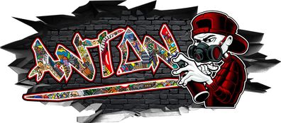 BLACK LABEL GRAFX Wandtattoo Aufkleber Graffiti Jungen Anton 3D