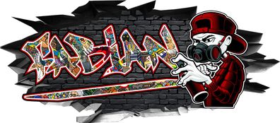 BLACK LABEL GRAFX Wandtattoo Aufkleber Graffiti Jungen Fabian 3D