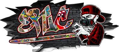 BLACK LABEL GRAFX Wandtattoo Aufkleber Graffiti Jungen Eric 3D