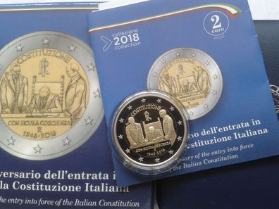 Original 2 euro 2018 PP Italien Constituzione Verfassung