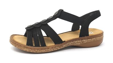 Rieker Da.-Sandale Damenschuhe Sandalen Flach Sandale Schwarz