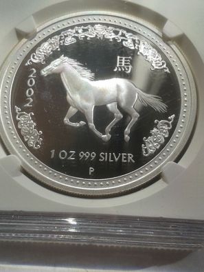 1$ 2002 PP Australien 1 Unze Silber PP Lunar Pferd 1 Dollar 2002 in US Verpackung