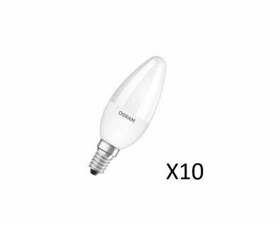 10 Stück OSRAM LED Kerzenlampen 6,5W(40W) 820-827 GlowDim E14 Matt EEK = A+