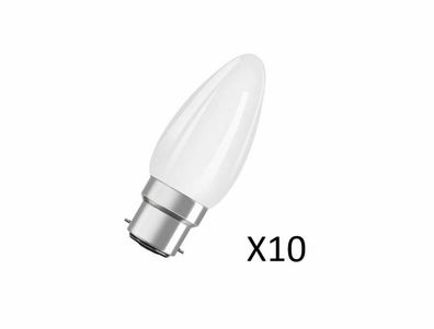 10 Stück OSRAM LED Kerzenlampen 4,5W(40W) 827 470lm Dim B22d Matt Fil EEK = A + +