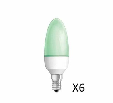 6 Stück OSRAM LED Kerzenlampen 1,2W(25W) Grün E14 25000 St. 80098-01
