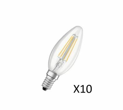 10 Stück OSRAM LED Kerzenlampen 2,8W(25W) 827 250lm E14 Klar Fil EEK = A + +