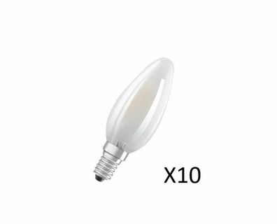 10 Stück OSRAM LED Kerzenlampen 4W(40W) 827 470lm 15000 St E14 Matt Fil EEK = A+
