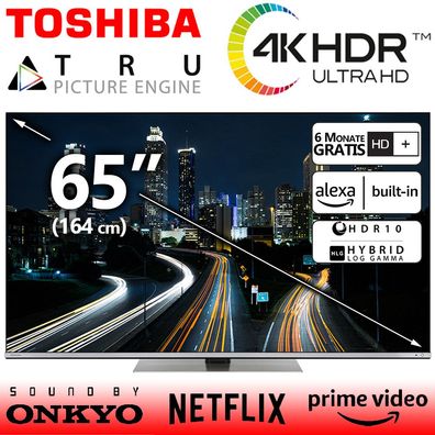 Toshiba 65 Zoll Fernseher Ultra HD Smart TV 65" 4K Dolby Netflix Prime UHD Alexa