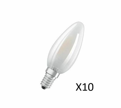 10 Stück OSRAM LED Kerzenlampen 4W(40W) 827 470lm E14 Matt Fil EEK = A + +